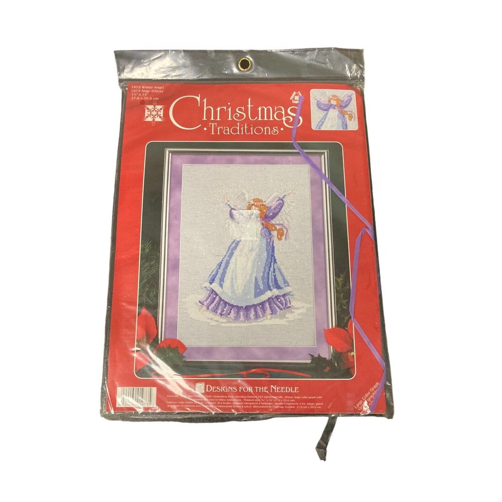 VTG Designs For The Needle Christmas Traditions Cross Stitch 1973 Winter Angel